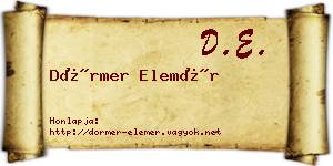 Dörmer Elemér névjegykártya